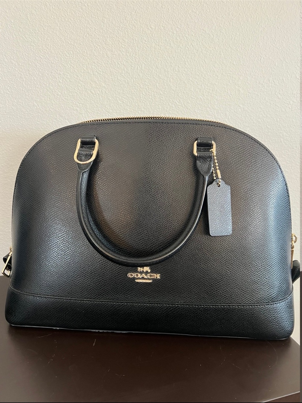 Coach Black Leather Satchel with Gold Hardware + Wallet